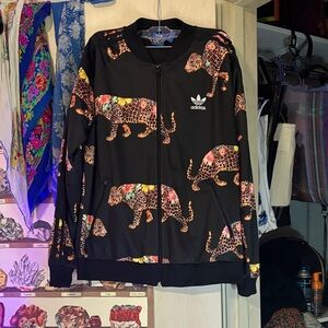 Adidas Track Jacket with Colorful Leopard Design